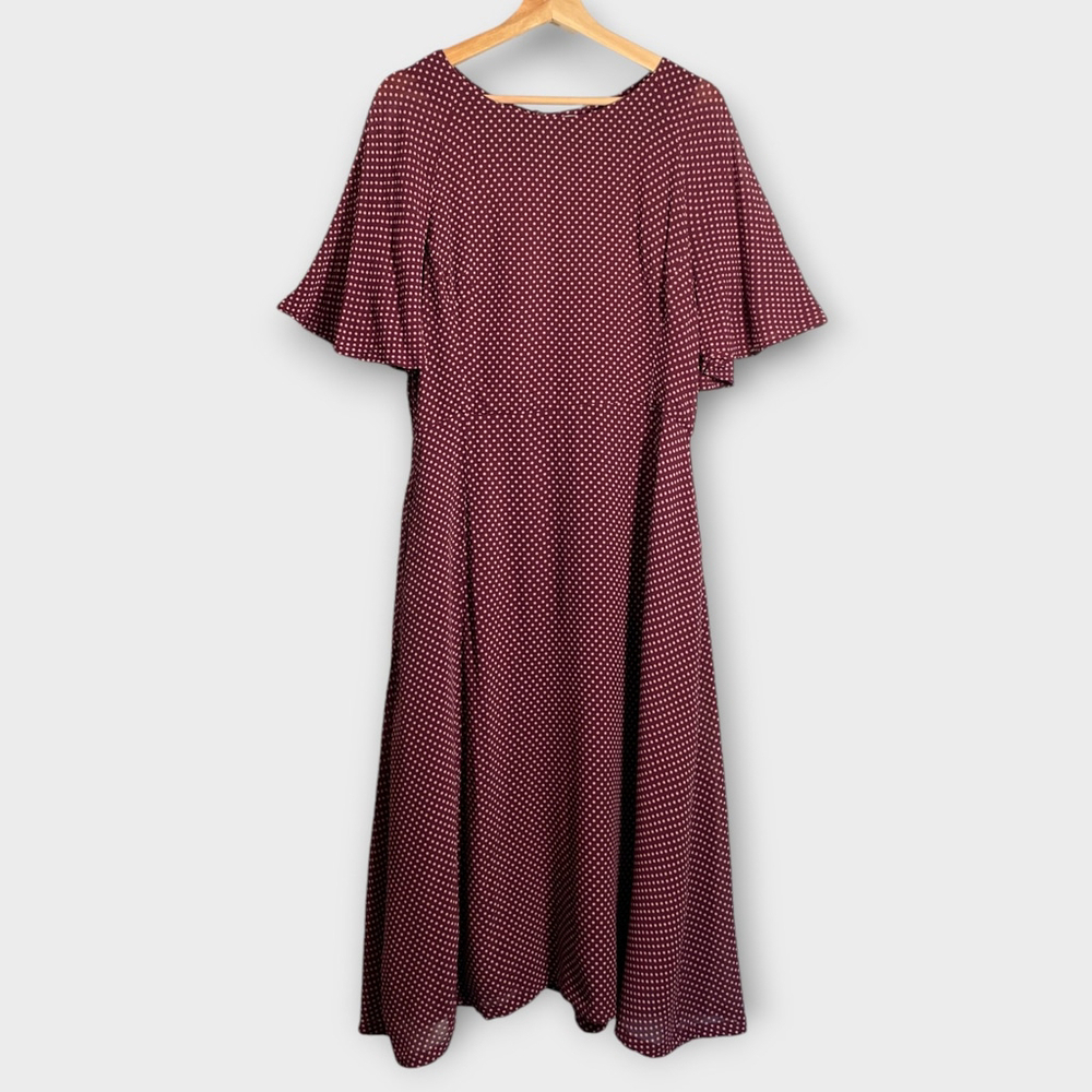 EMILY AND FIN Suzanna Midi Dress XL Polka Dots Lined Pockets Retro Inspired